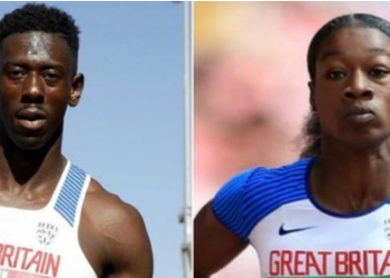 Great Britain’s Reece Prescod and Kristal Awuah win the 60m races