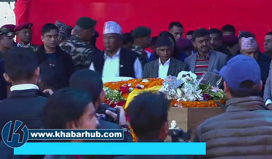 Thousands gather to pay last tributes to late Adhikari in Pokhara