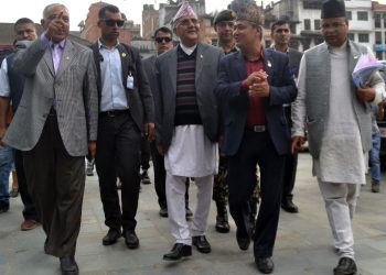 PM Oli inspects post-quake reconstruction works
