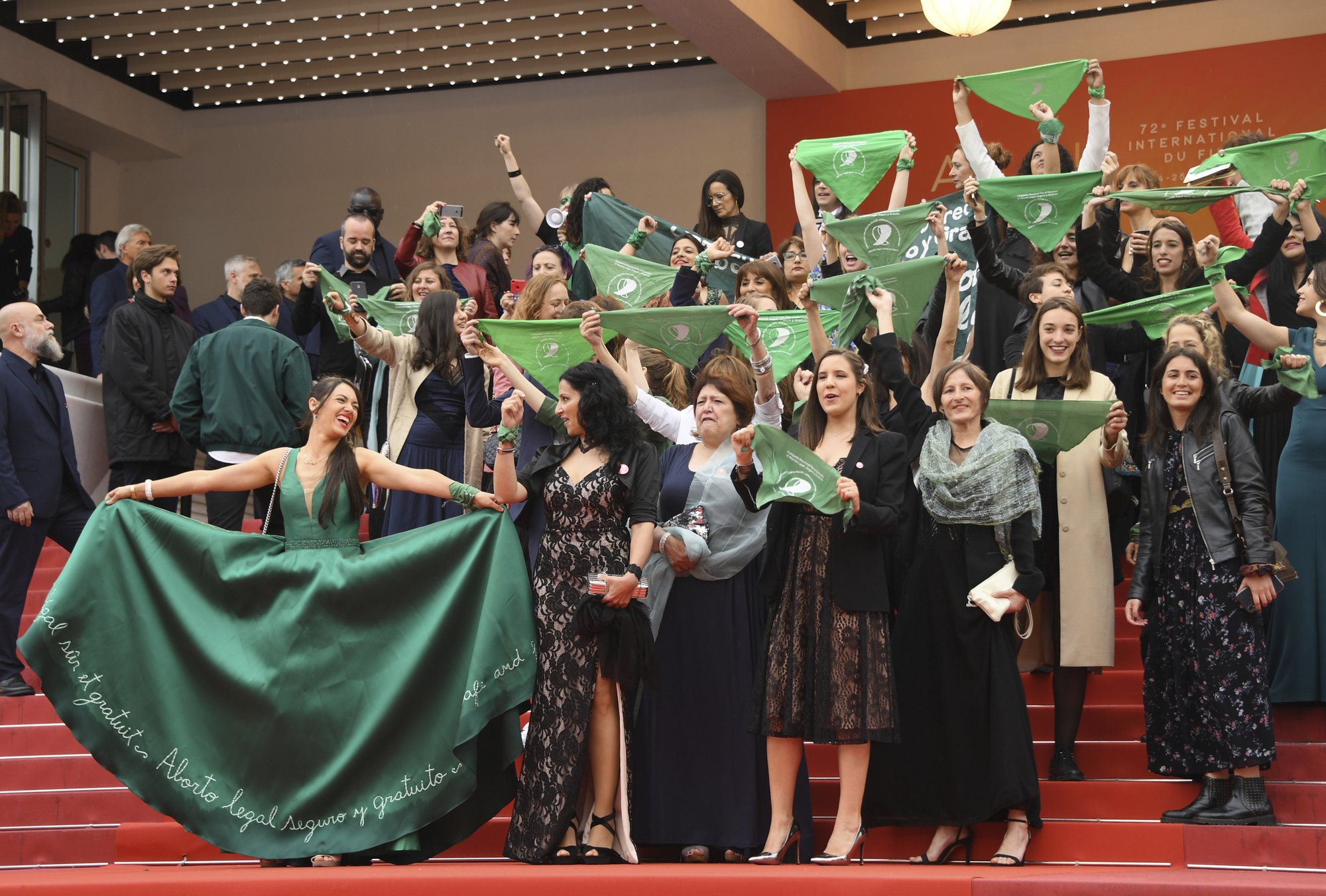 Women demonstrate at Cannes red carpet for abortion rights