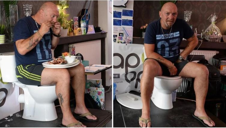 Belgian man sits on a toilet for 5 days for Guinness Records