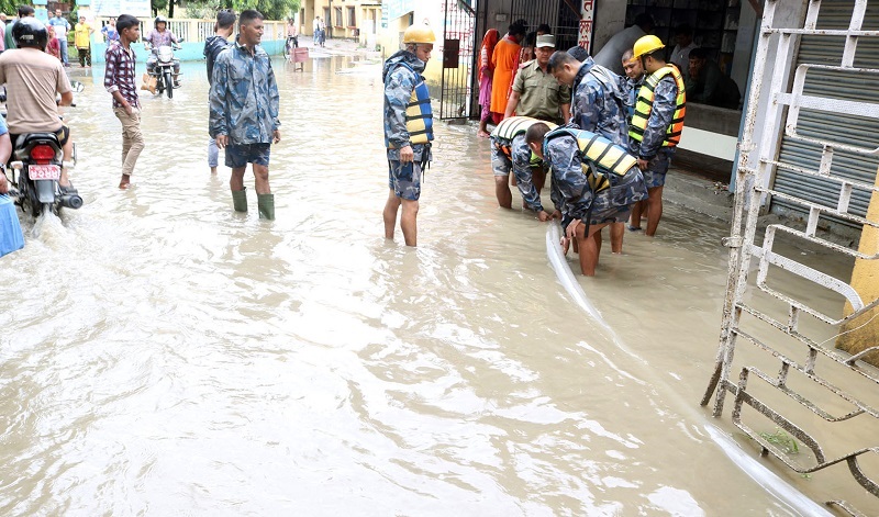 Koshi Zonal Hospital premises waterlogged for two days