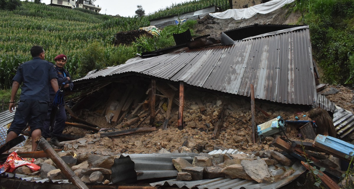 Landslide damages a house, 10 more at risk