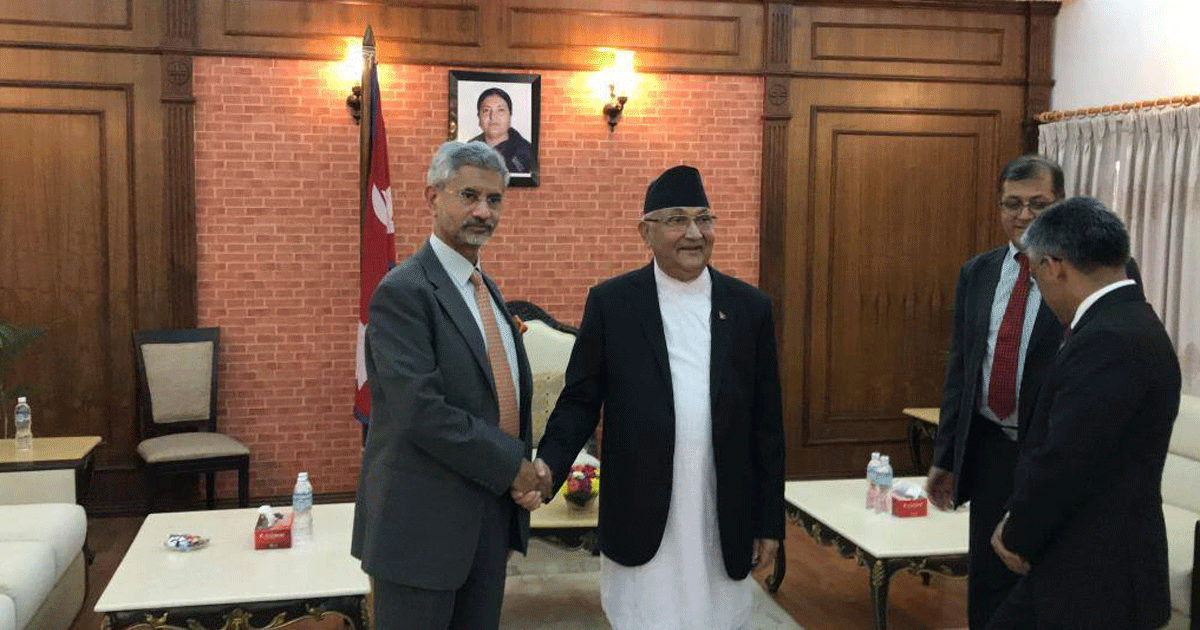 India’s External Affairs Minister Jaishankar meets Nepal’s PM Oli