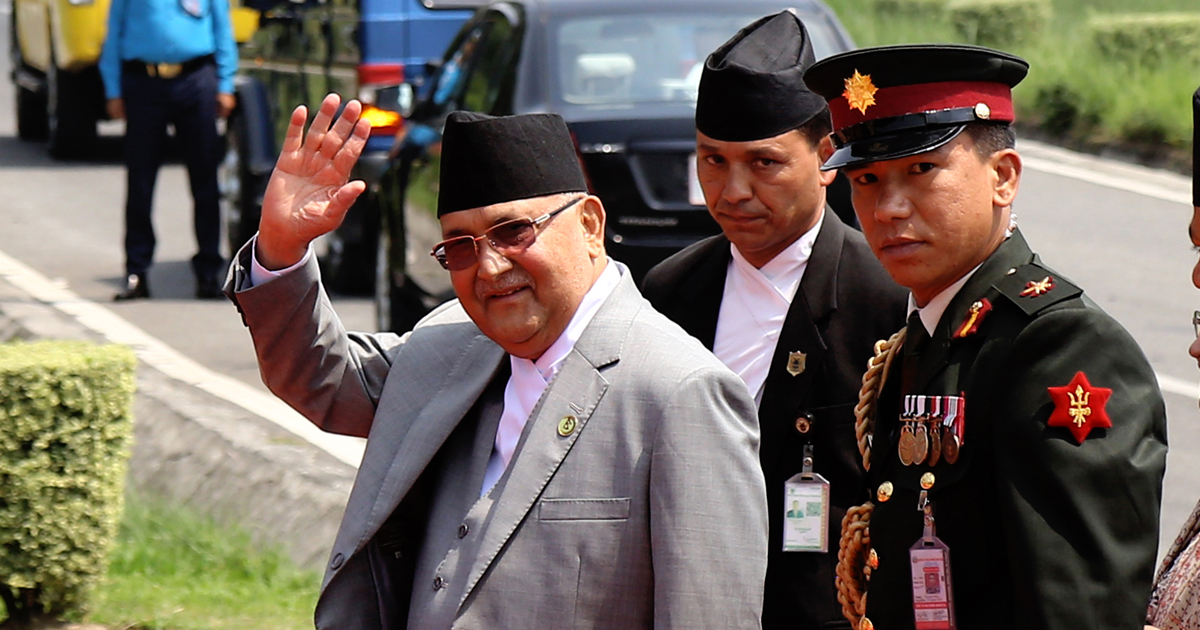 Prime Minister Oli returns home after treatment in Singapore