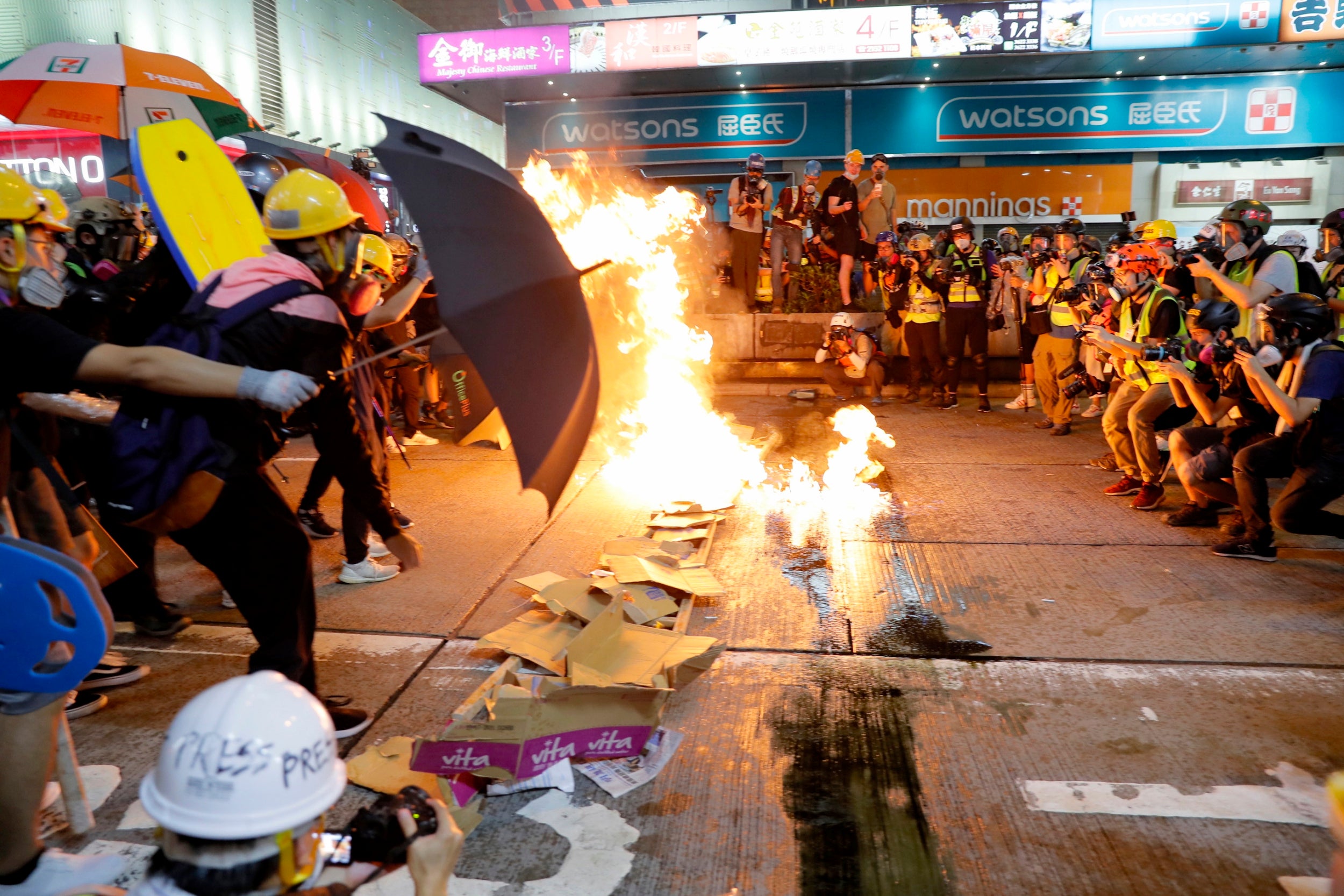 Hong Kong protesters, police face off ahead of city-wide strike