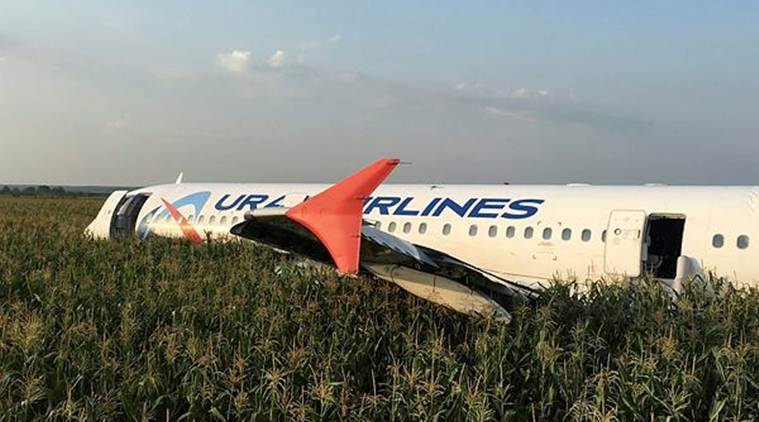 Plane with 233 onboard makes emergency landing in cornfield