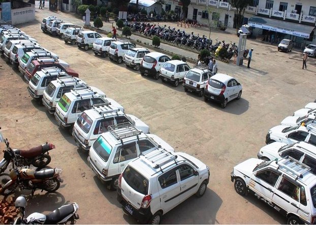 Taxi drivers stage demonstration in Kathmandu