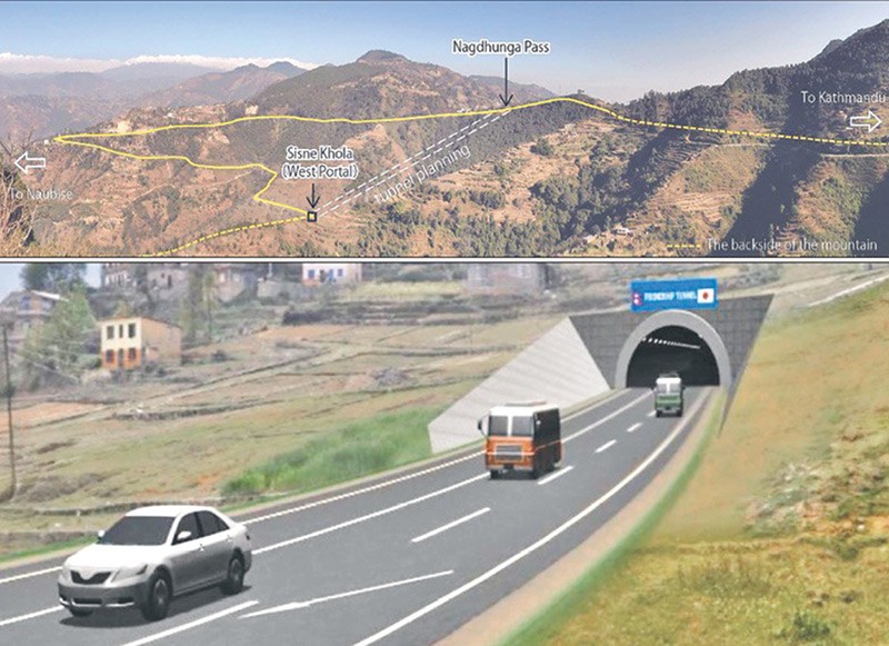 Construction of Nagdhunga tunnel route continues even amidst pandemic