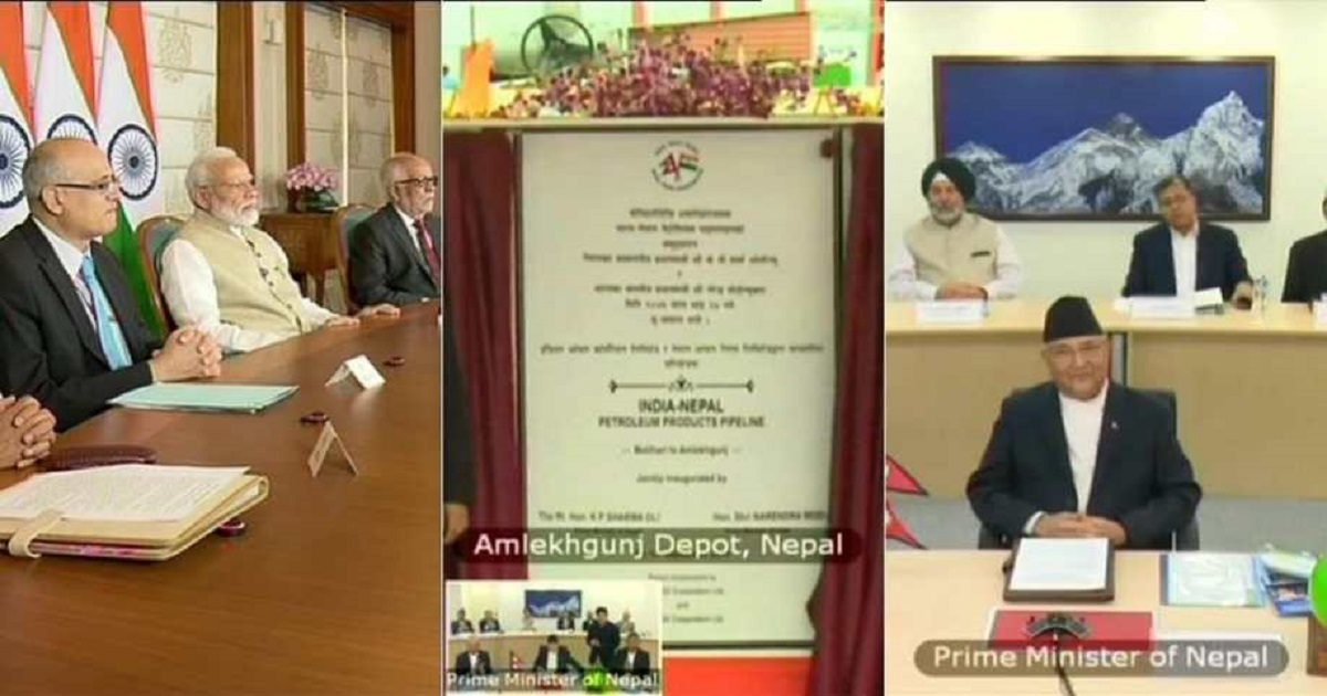 Nepal PM Oli, Indian PM Modi inaugurate Indo-Nepal Petroleum Pipeline