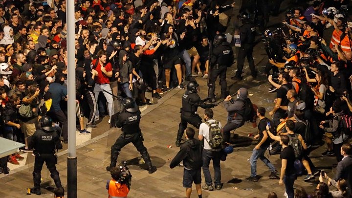 Violent clashes erupt as Spanish court jails Catalonia leaders