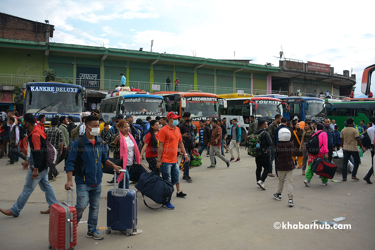 Over one lakh people leave Kathmandu for Dashain so far