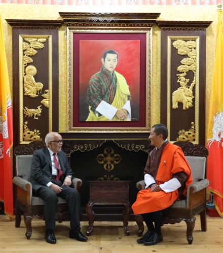 Ambassador Acharya presents Letters of Credence to Bhutan king