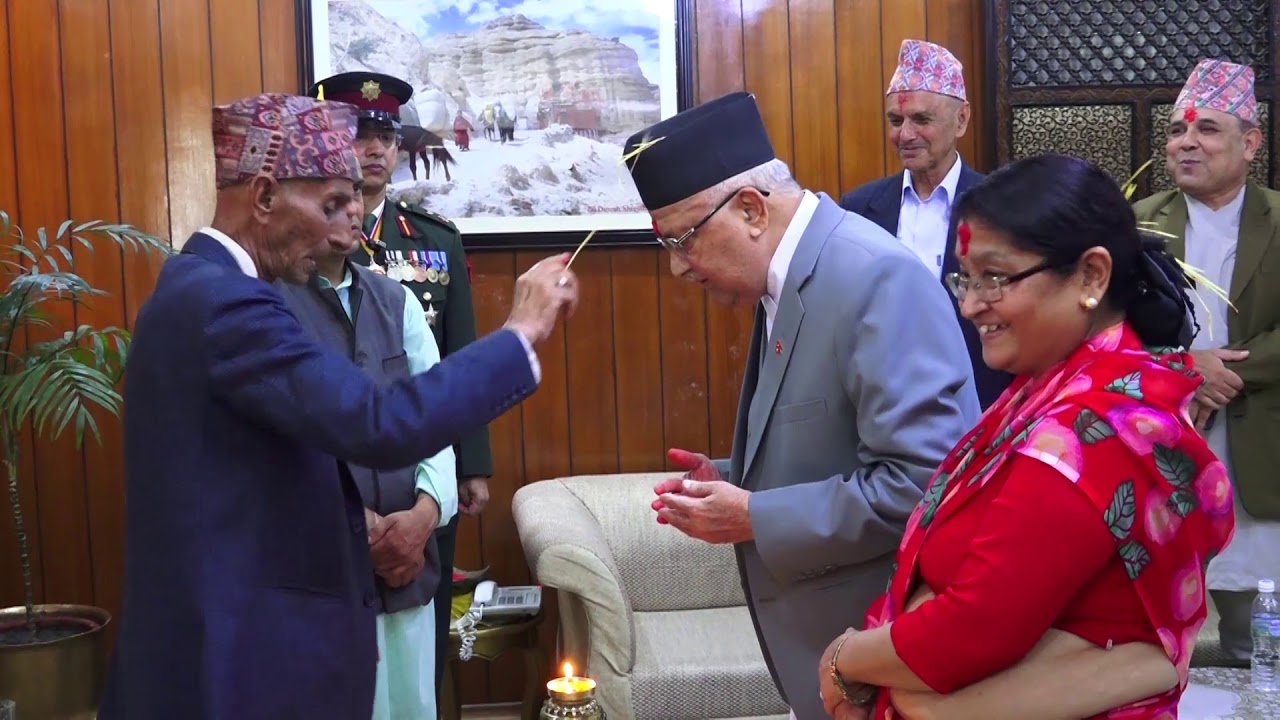 PM Oli receives Dashain tika