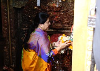 President Bhandari offers prayers at various temples