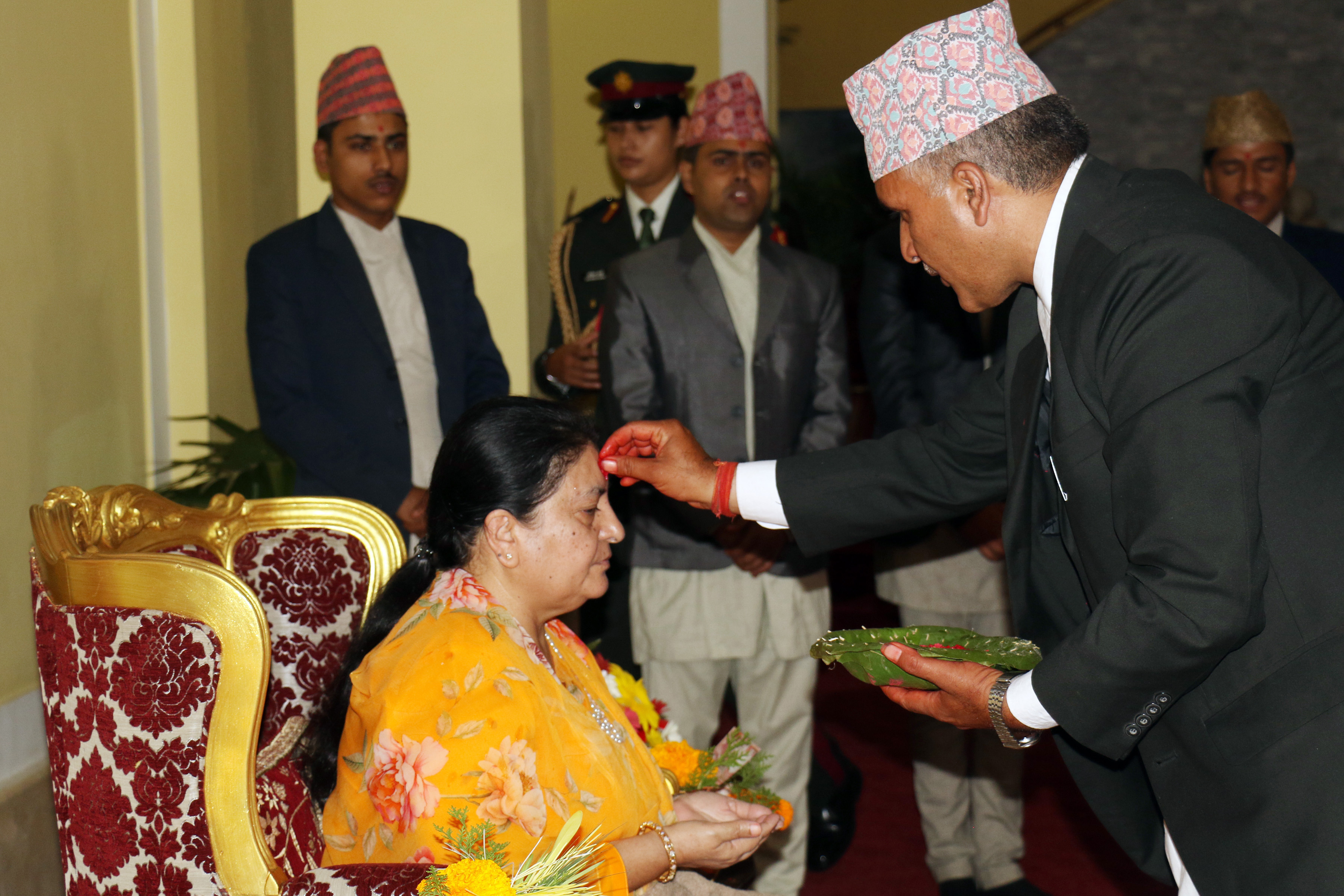 President receives Dashain tika