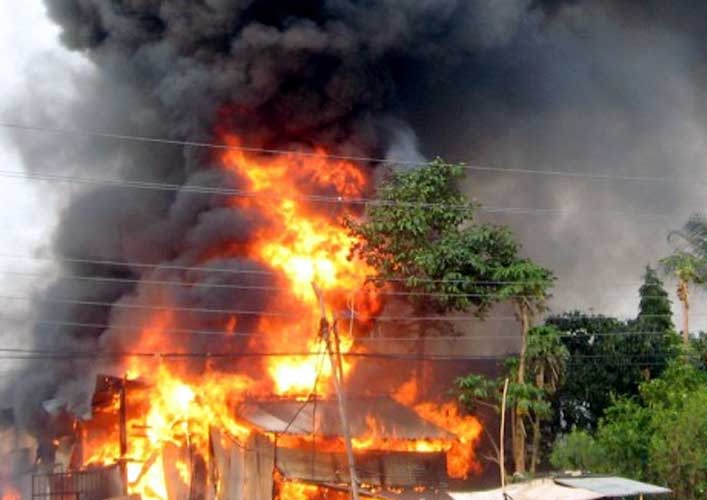 Two ward offices torched in Bhojpur