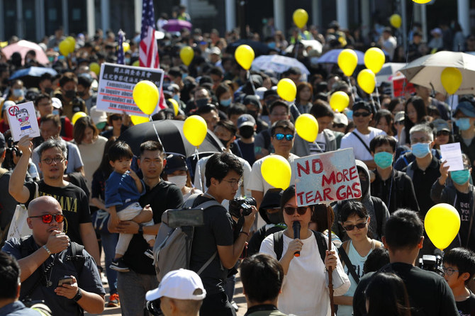 Hundreds march in Hong Kong against use of tear gas