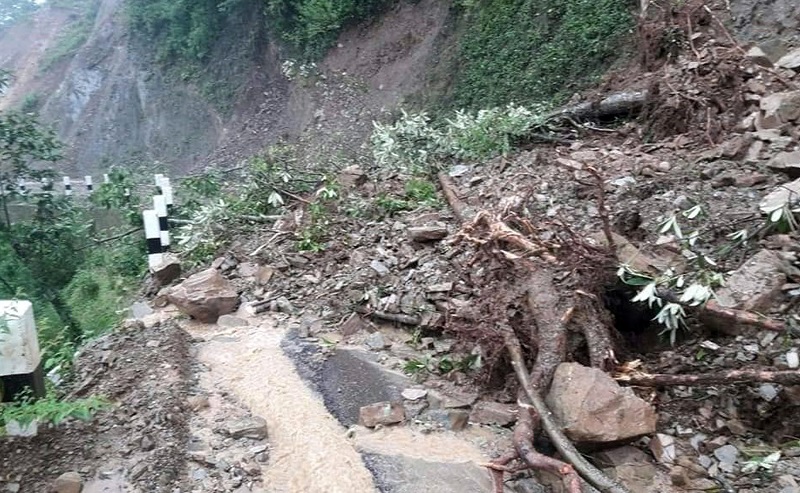 Landslide causes damage to school