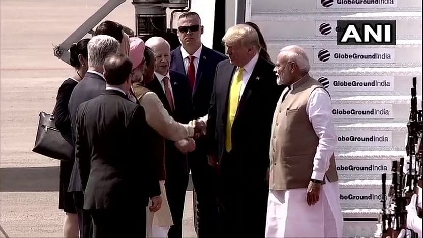 US President Trump lands at Ahmedabad airport in India