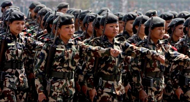 Slim presence of women in Nepal Army.