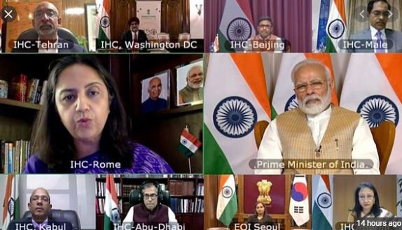Indian PM Modi holds video conference with Heads of Indian Missions