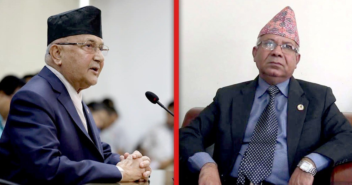 NCP leader Nepal and PM Oli hold a one-on-one meeting