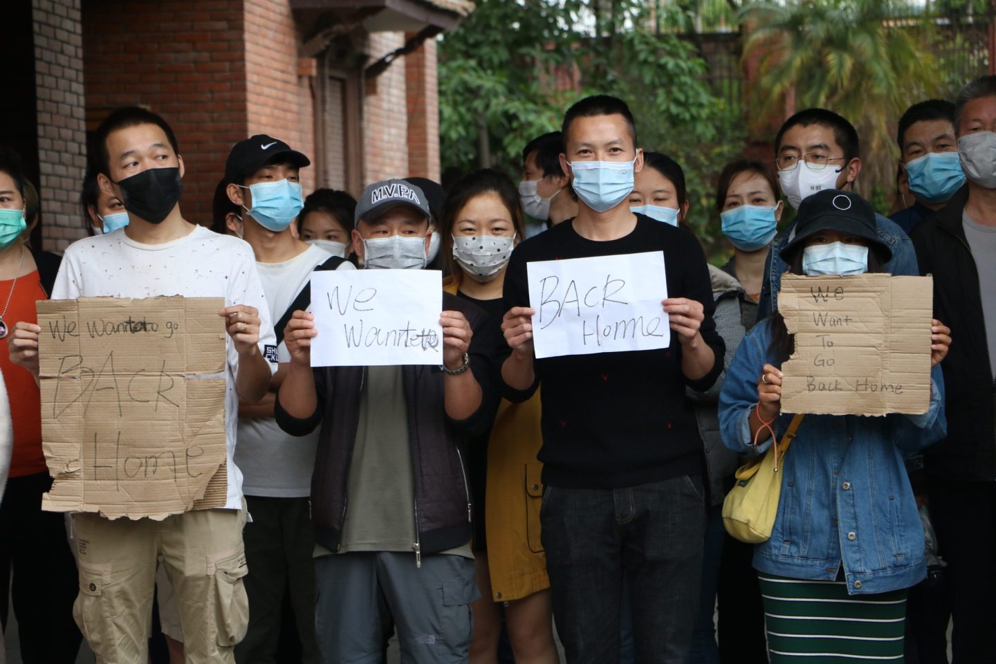 Chinese tourists demonstrate in Kathmandu demanding repatriation