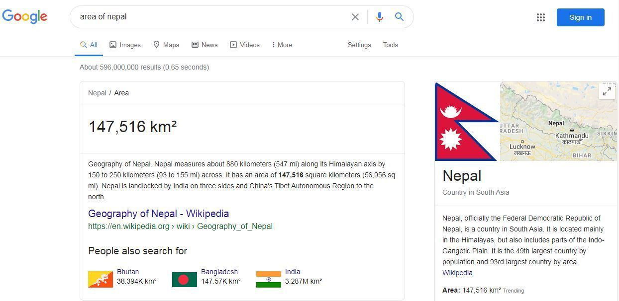 Google search engine shows Nepal’s new area