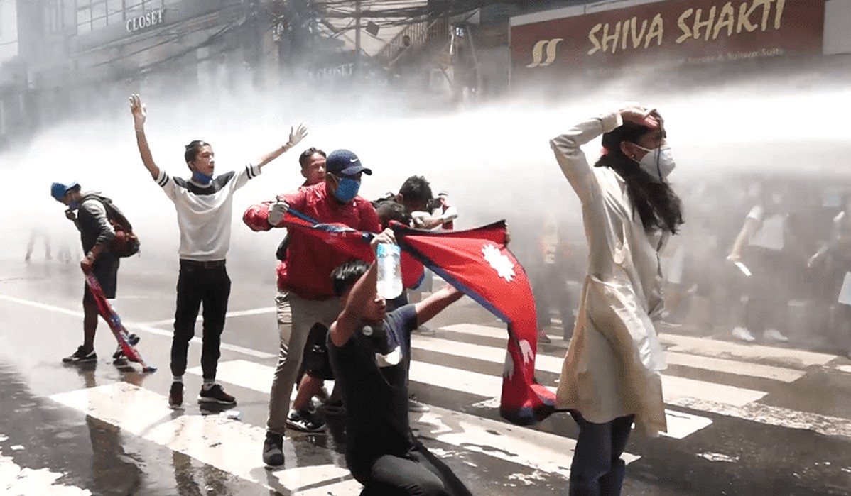 People brave water cannons, teargas during protest at Baluwatar (With video)