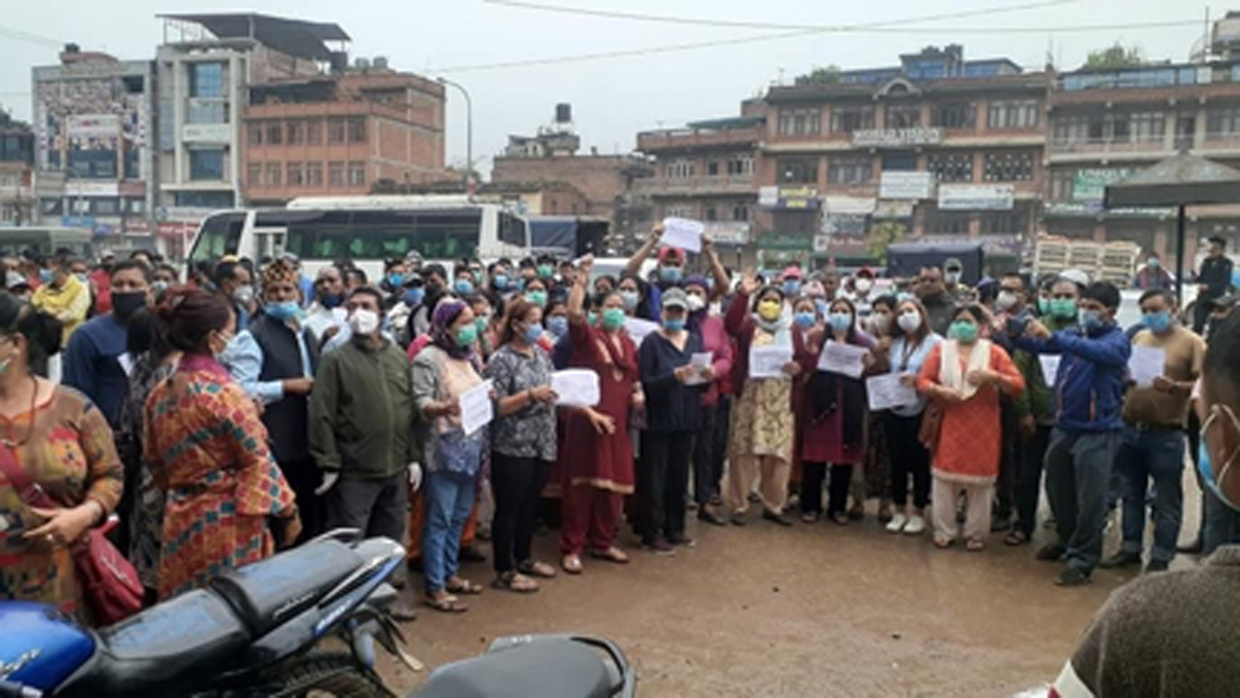 NCP youths demonstrate in Bhaktapur in PM Oli’s support