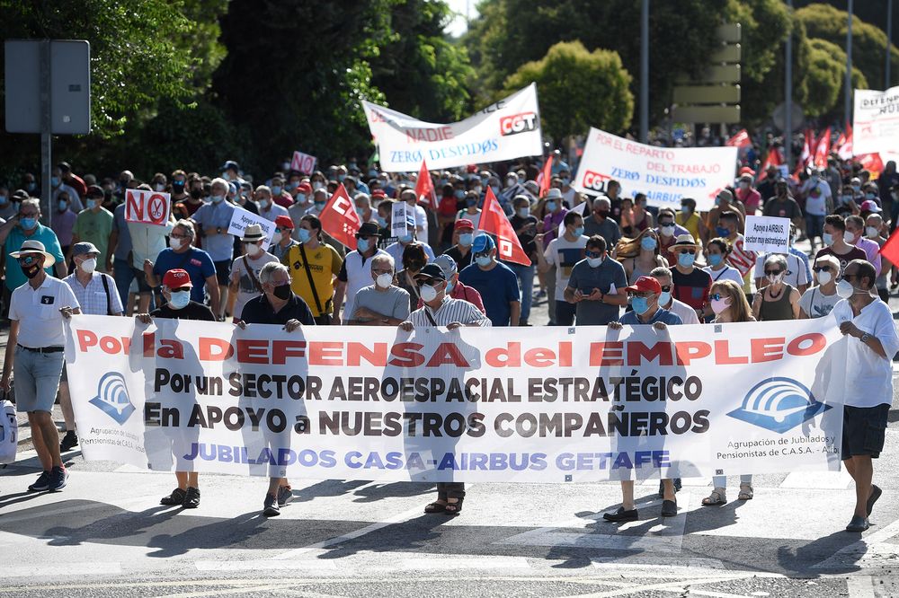 Airbus staff protest in Spain over job cuts