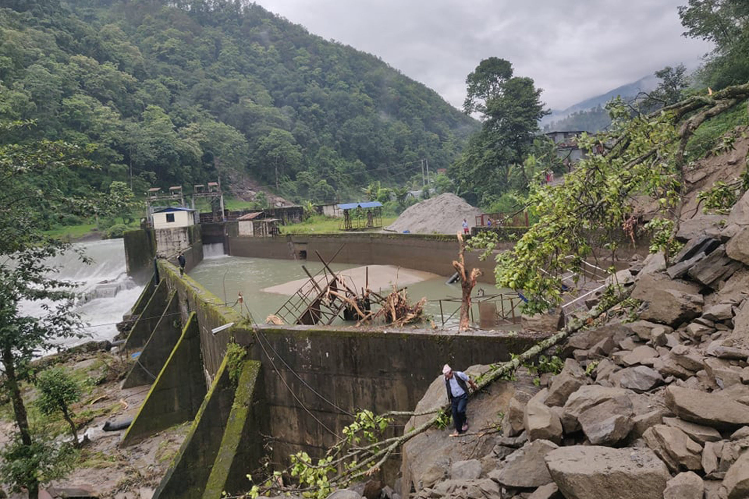 Landslide at hydel project, human settlements at risk in Sindhupalchowk