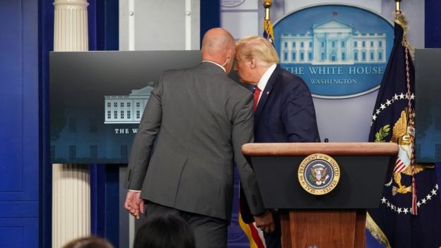 Trump exits briefing as someone shot near White House