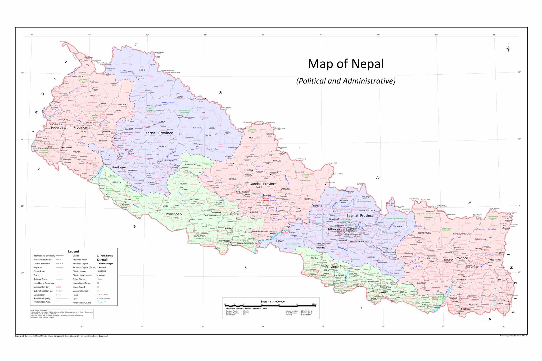 Updated Map Of Nepal English Version 