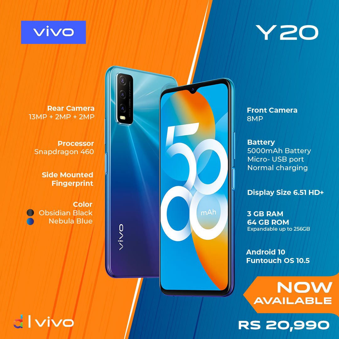 Vivo launches Y20 smartphone with massive battery, AI triple macro camera in Nepal