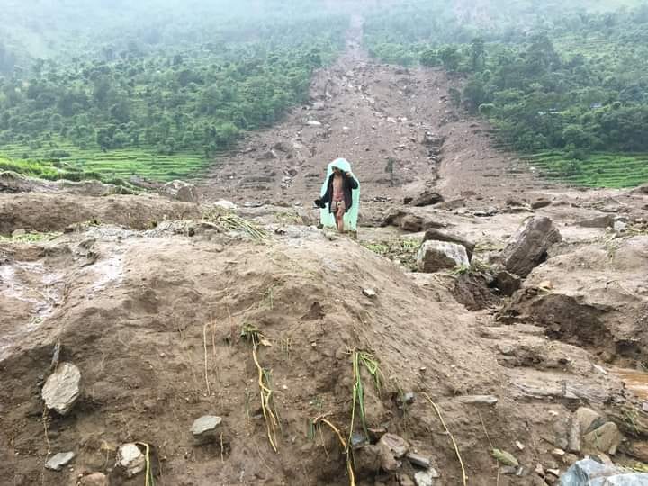 Landslide displaces scores of families in Dolakha