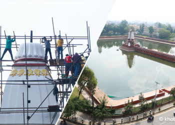 In pics: Spire installed on Balgopaleshwor Temple