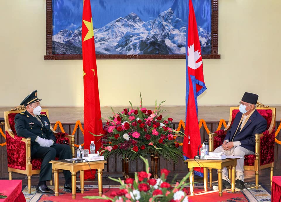 Chinese Defense Minister Wei calls on PM Oli