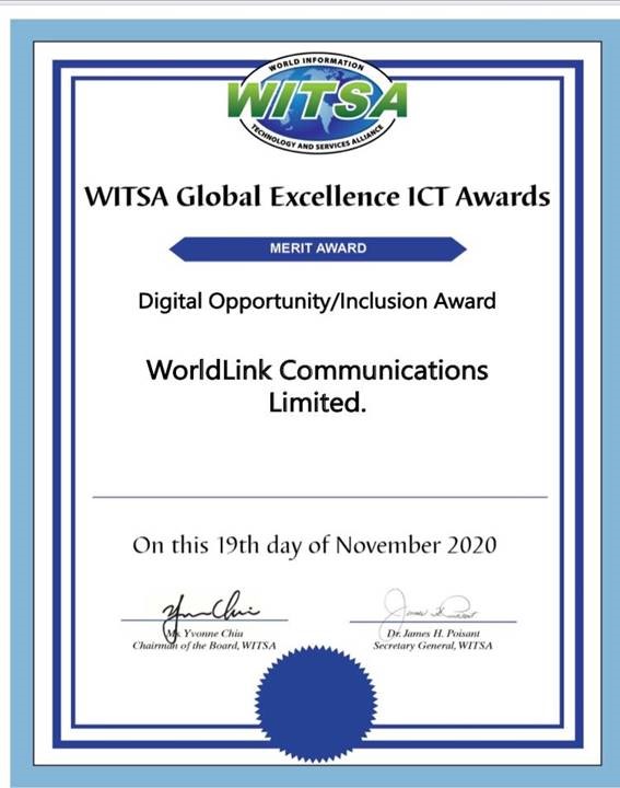 WorldLink bags ‘Digital Opportunity/Inclusion Award’