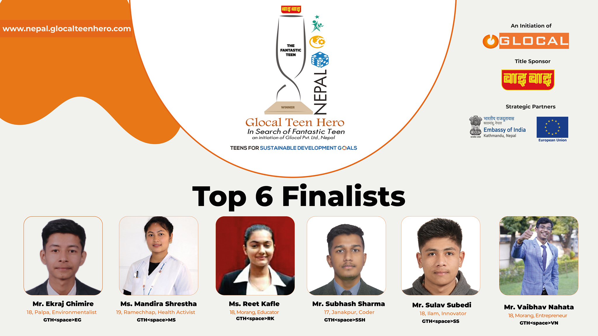Wai Wai Glocal Teen Hero Nepal 2020 Top Six Finalists announced