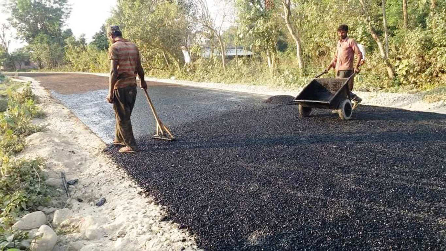 18 km road constructed by collecting donations