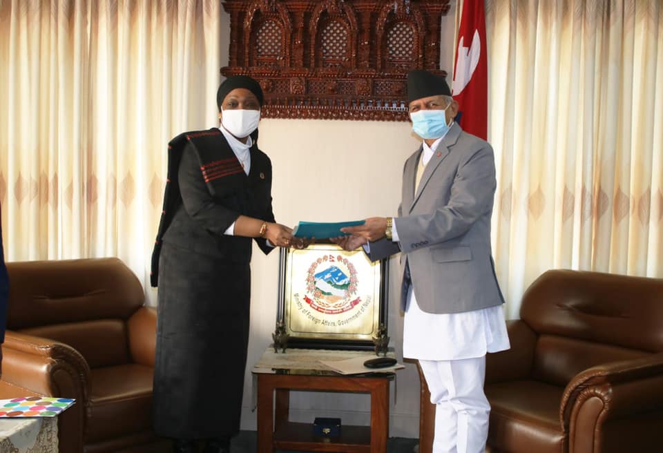 Newly-appointed UN Resident Coordinator to Nepal presents credentials to FM Gyawali