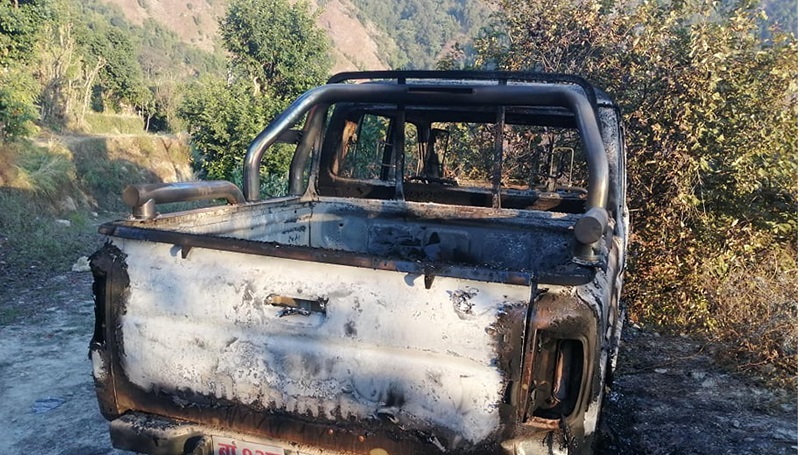 Vehicle of NCP Oli faction leader vandalized in Kavre
