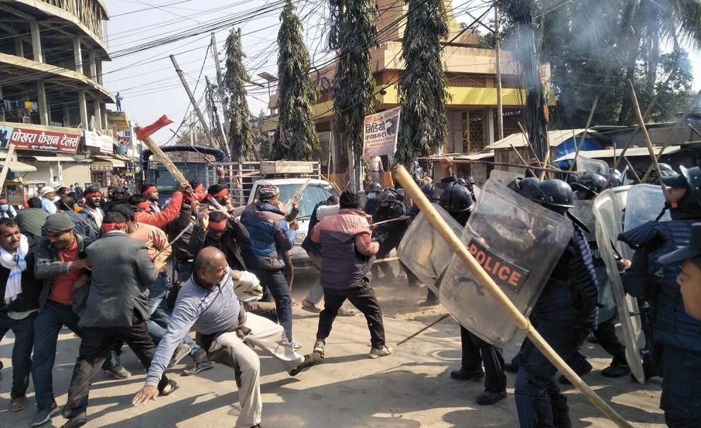 NCP leader Jha injured in clash between Prachanda-Nepal cadres and police in Janakpur