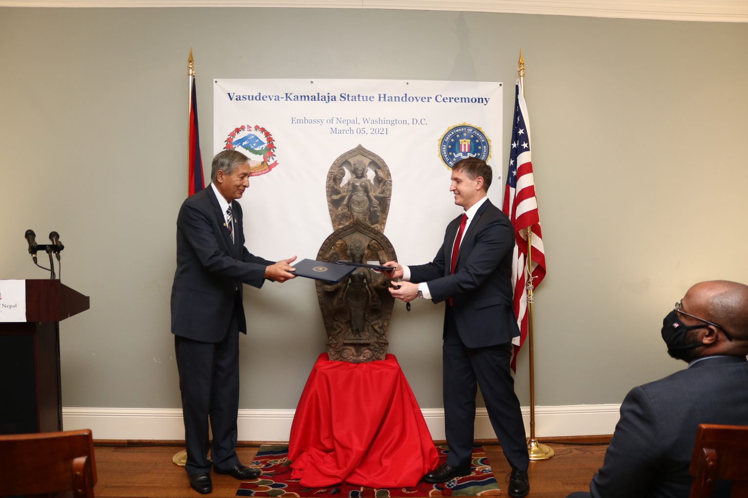 US hands over historical statue of Laxmi-Narayan to Nepal