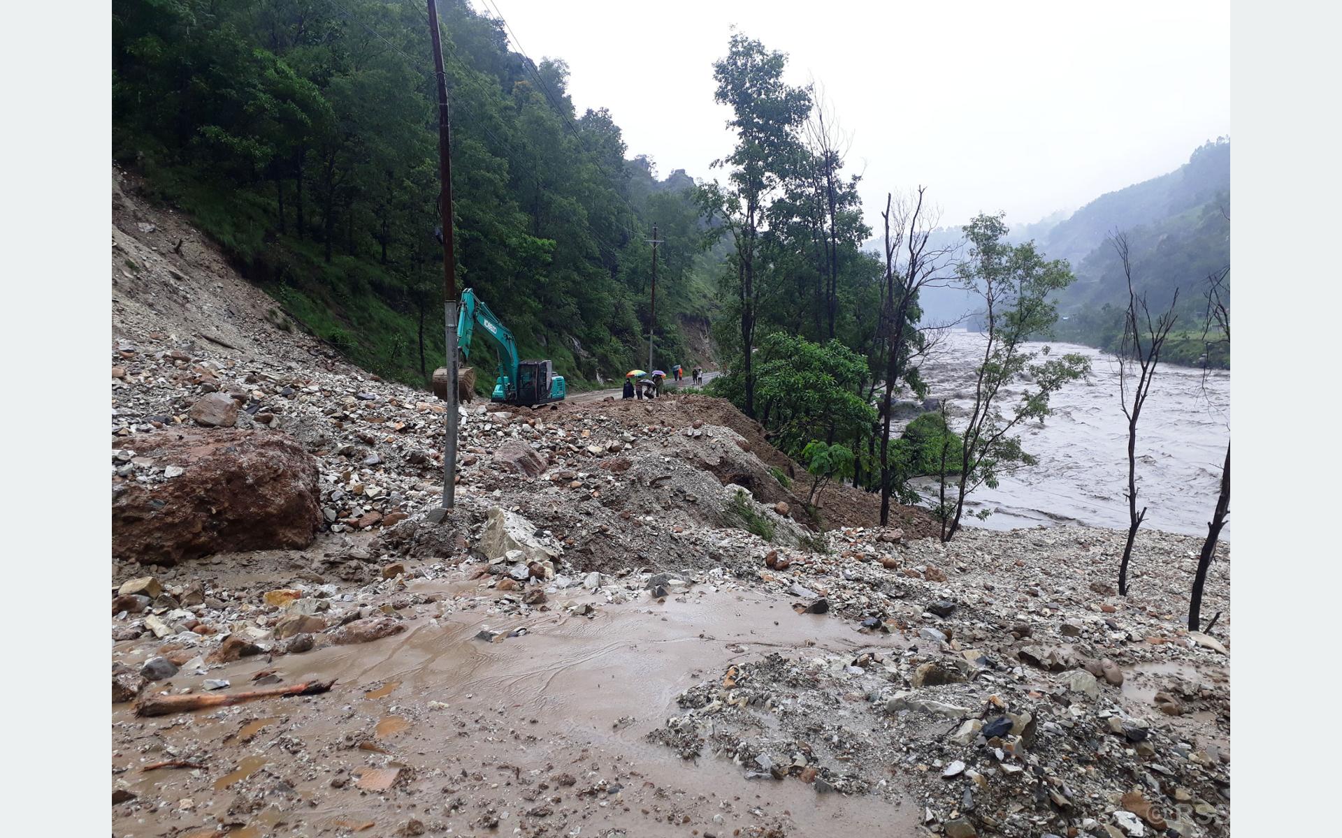 Monsoon triggered flood and landslide disrupt transport in Makwanpur