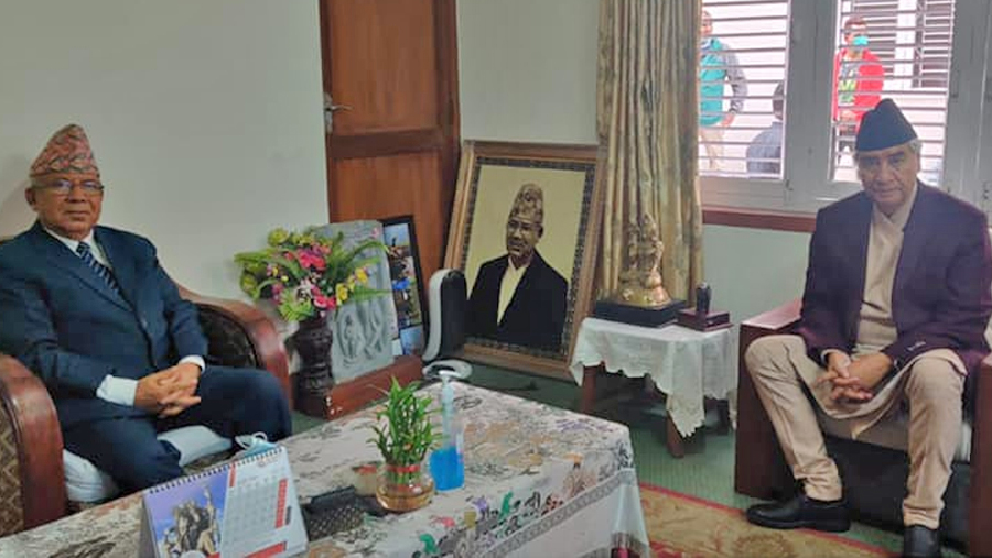 PM Deuba reaches Koteshwor to meet senior UML leader Nepal