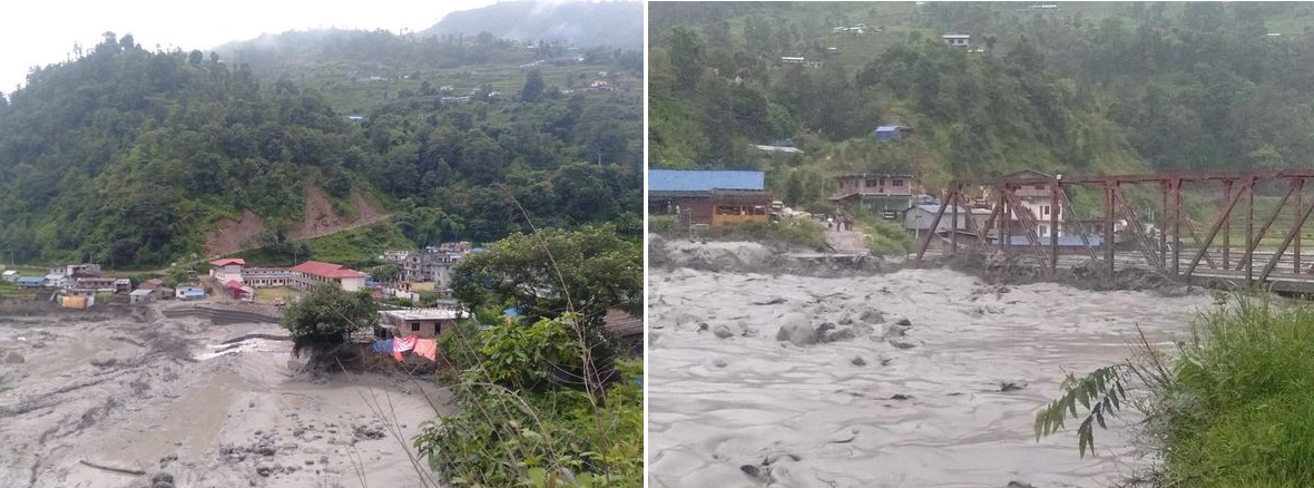 Flood sweeps away 60 houses and sheds, Bahunepati bridge at risk