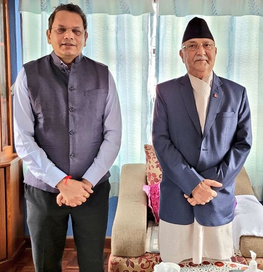 BJP Foreign Department Chief Chauthaiwale meets UML Chair Oli